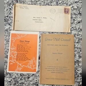 Grace Noll Crowell 1938 Signed Letter & Poem + Vintage Book Poet and the Woman